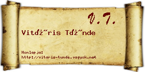 Vitáris Tünde névjegykártya